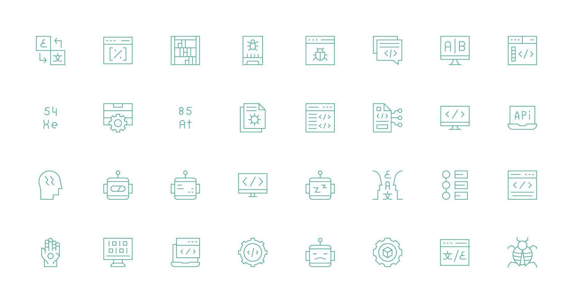 32 Thin Line Style Icons from Programming Collection Scalable Icon Pack vector
