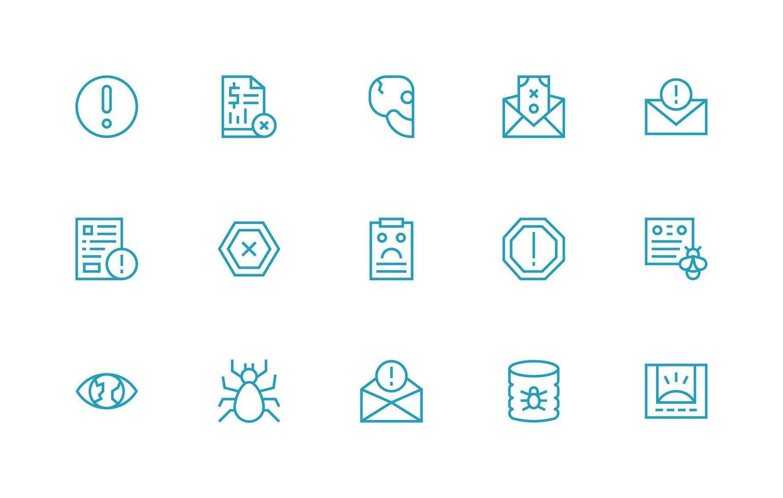 15 Error Message Icons in Regular Line Aesthetic Versatile Icon Collection for Designers vector
