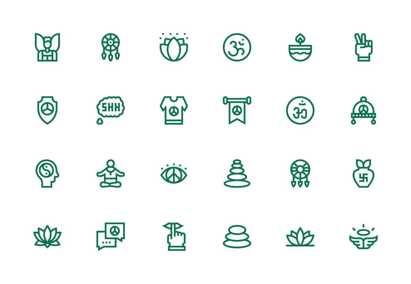 24 Icons for Peace in Thick Line Line Format User Interface Icons for Digital Products vector