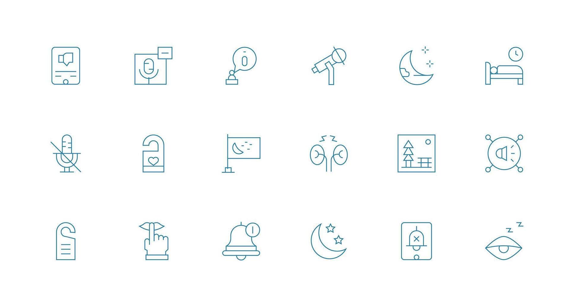 18 Icons for Quiet in Minimal Line Format UI Icon Set vector