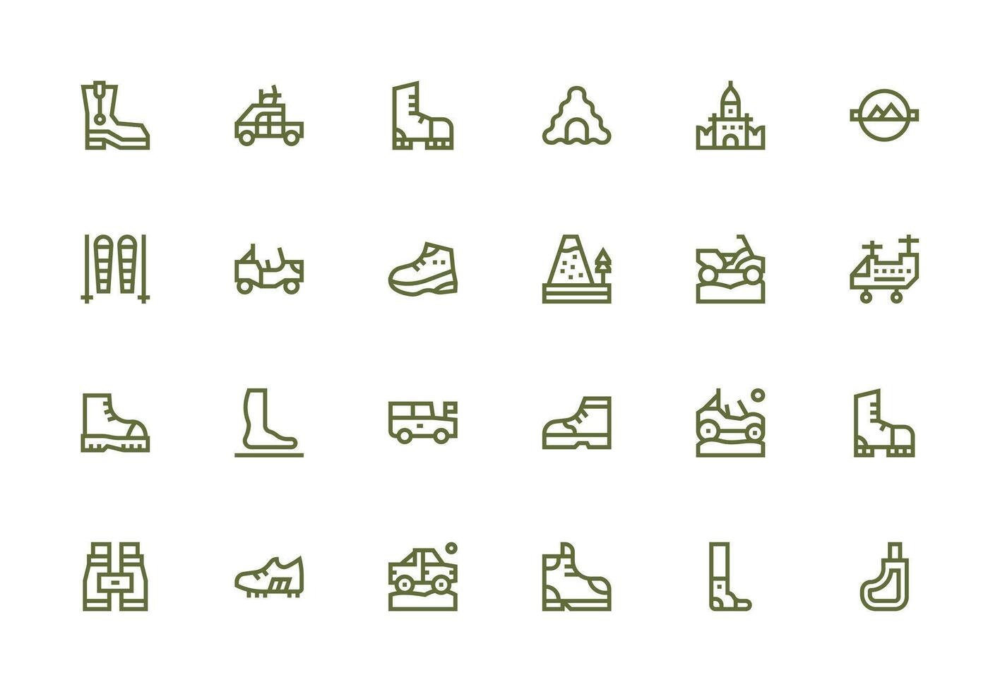 Thick Line Line Style Terrain Icons with 24 Vectors Complete Icon Set for Mobile Apps