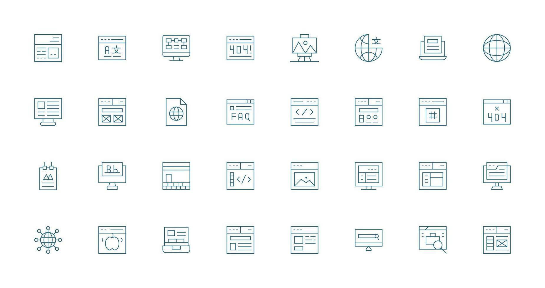 32 Thin Line Icons for Webpage Graphics Icon Set vector