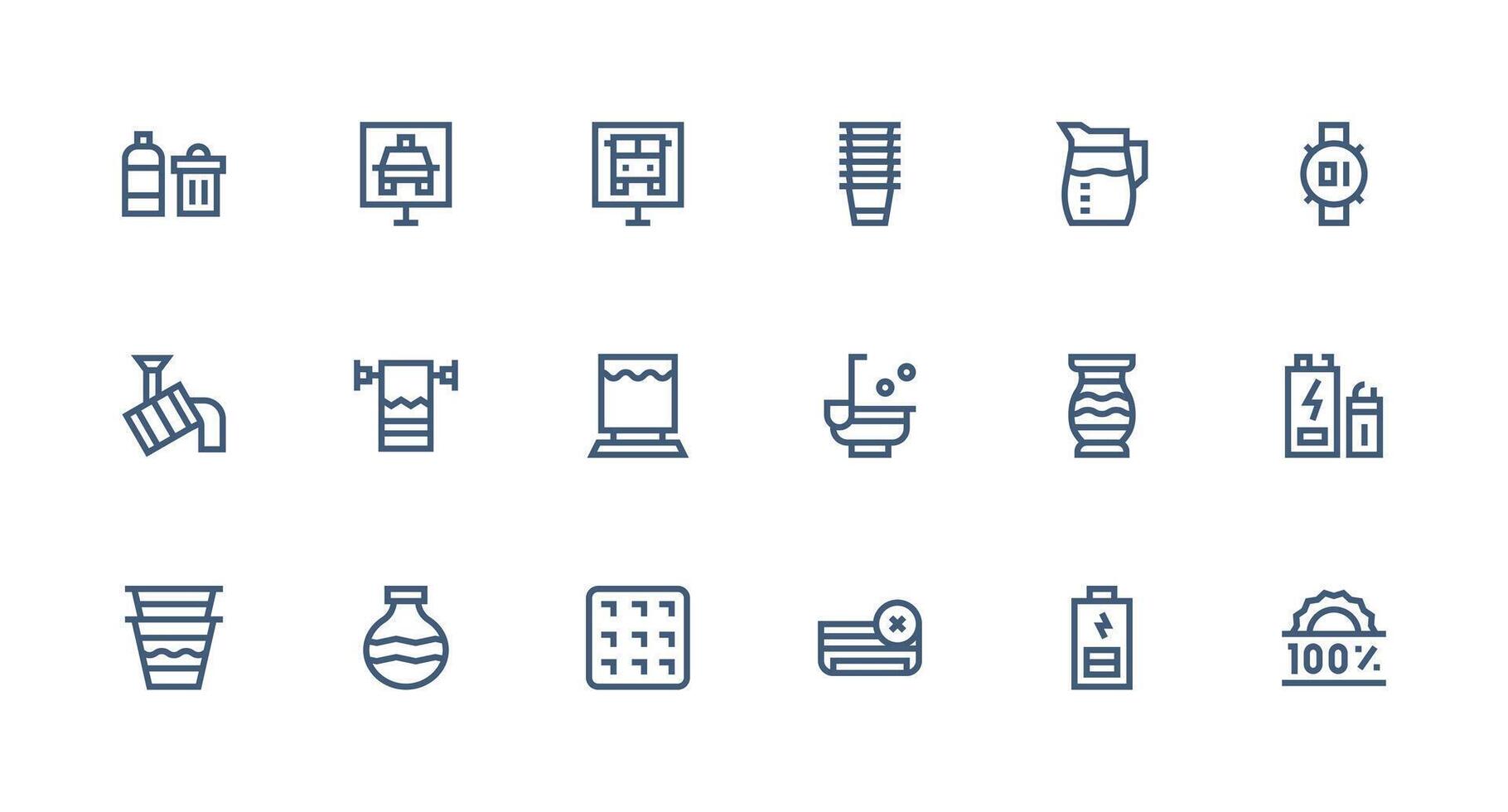 Full Icon Set with 18 Strong Stroke Line Graphics Organized Icon Pack for Quick Access vector