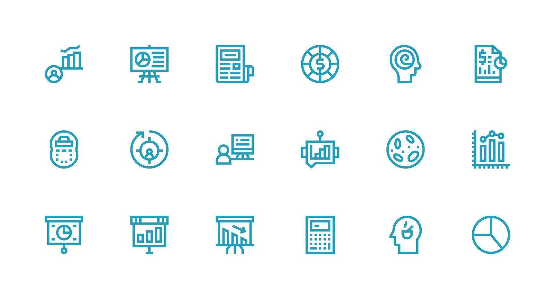 18 Strong Stroke Line Style Icons from Analysis Collection Customizable Icon Series for Mobile Screens vector