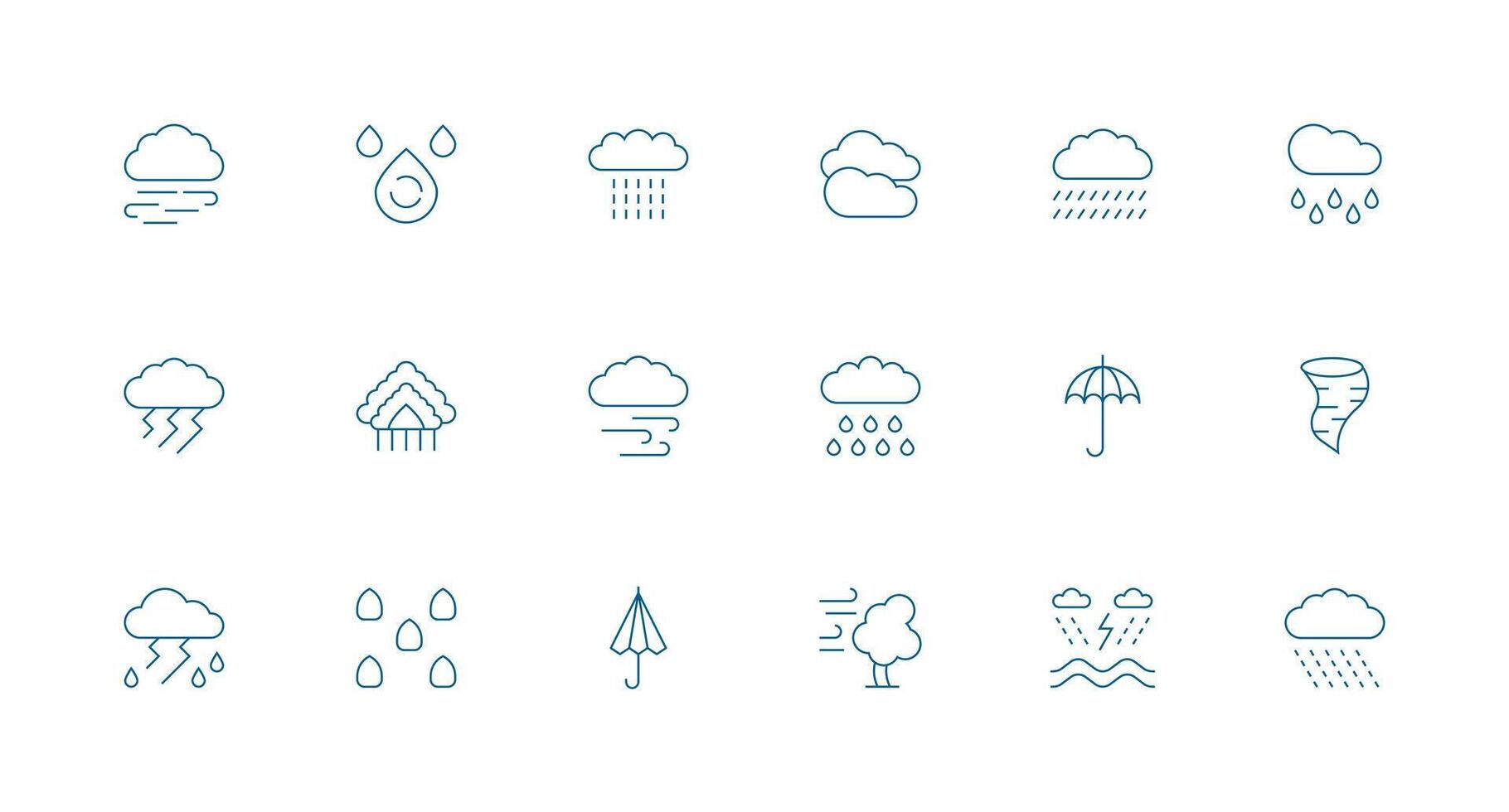 Stormy Visual Pack containing 18 Minimal Line Icons Quick Access Icons for UI Development vector