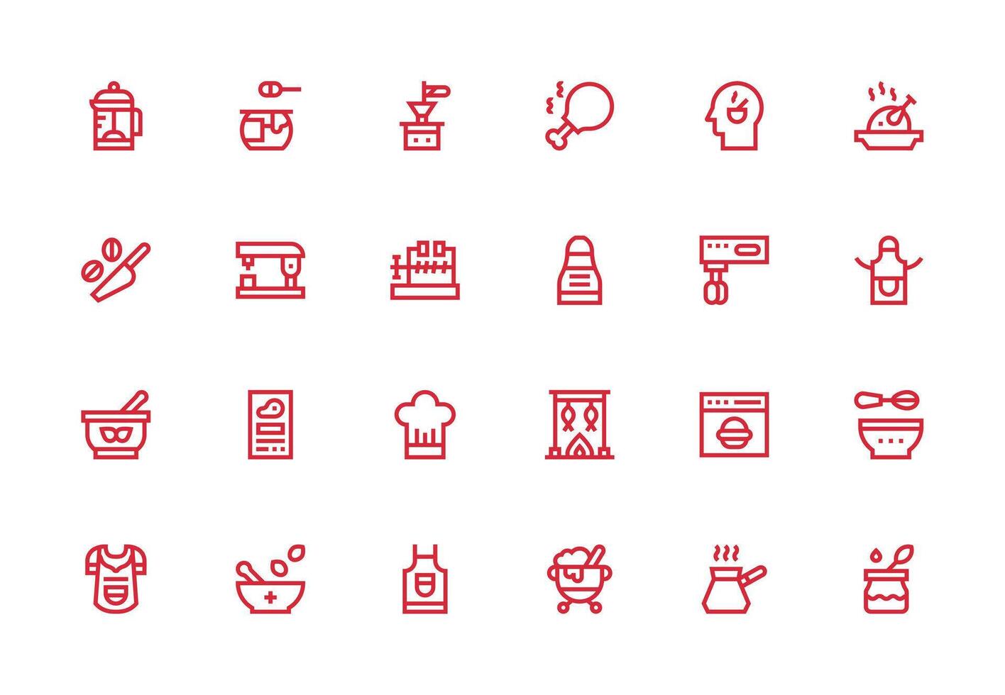 24 Icons for Preparation in Thick Line Line Format Dashboard Icon Series vector