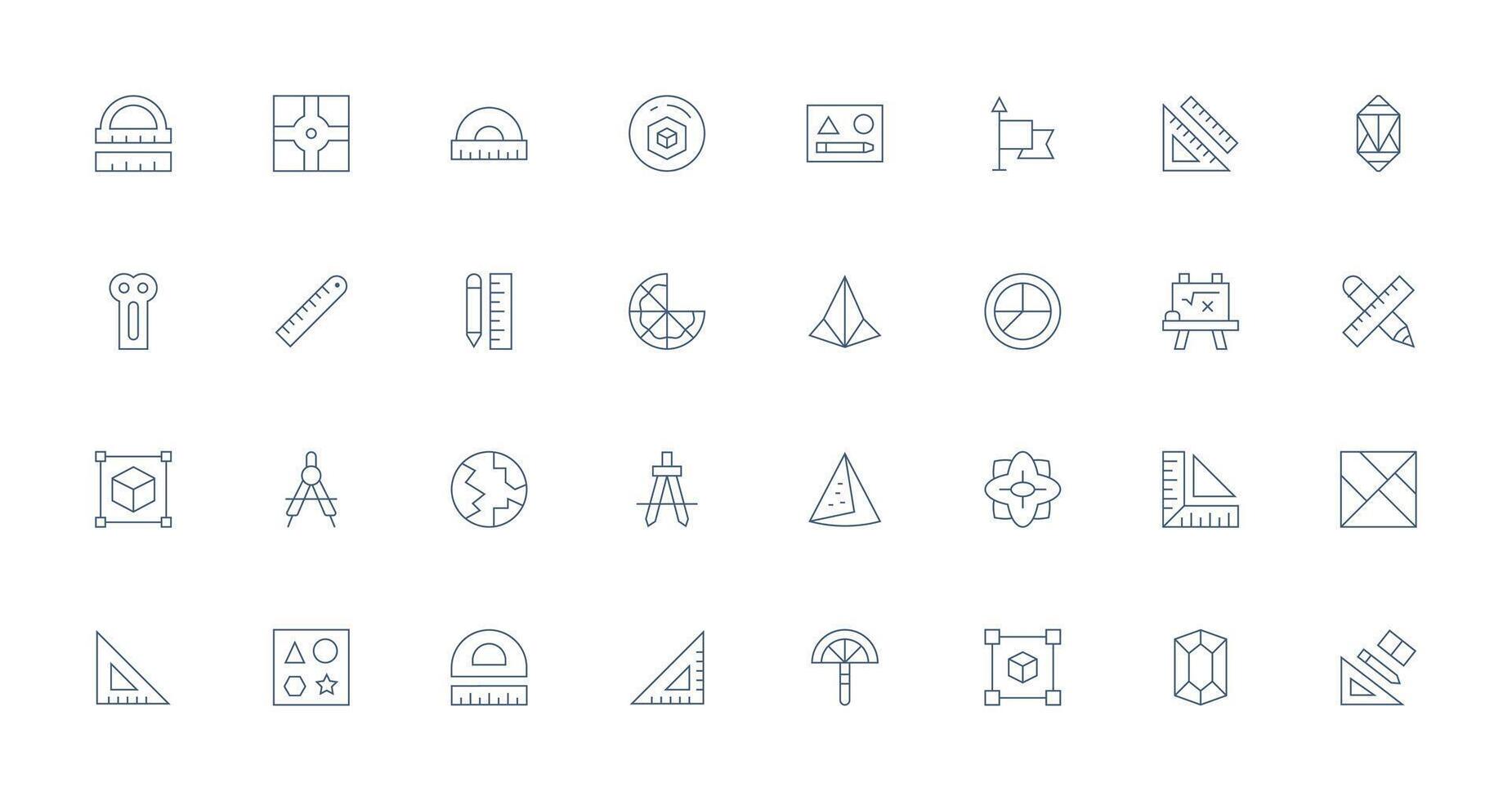 32 Thin Line Vectors for Geometry Theme Balanced Icon Set for Functional Design
