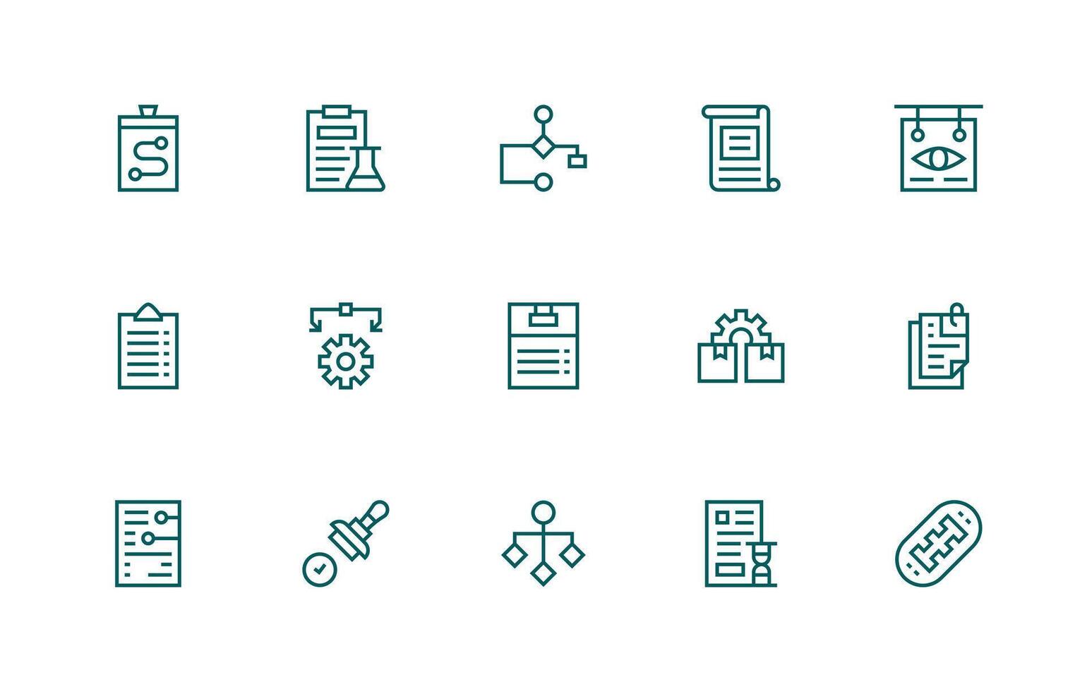 Regular Line Style Procedure Icons with 15 Vectors Simplified Icon Pack for Visual Tools