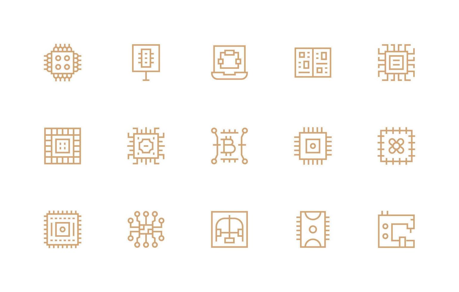 15 Regular Line Style Icons from Processor Collection Theme-Based Icon Pack vector