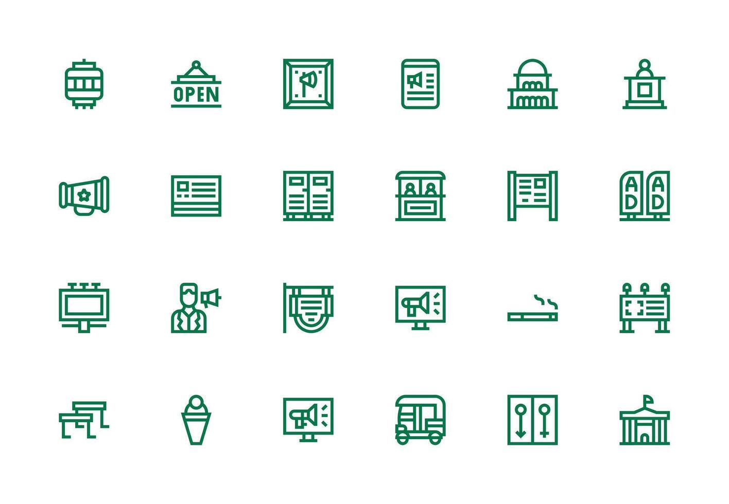 Thick Line Line Icons from Public Set with 24 Vectors Icons Built for Visual Consistency Pack