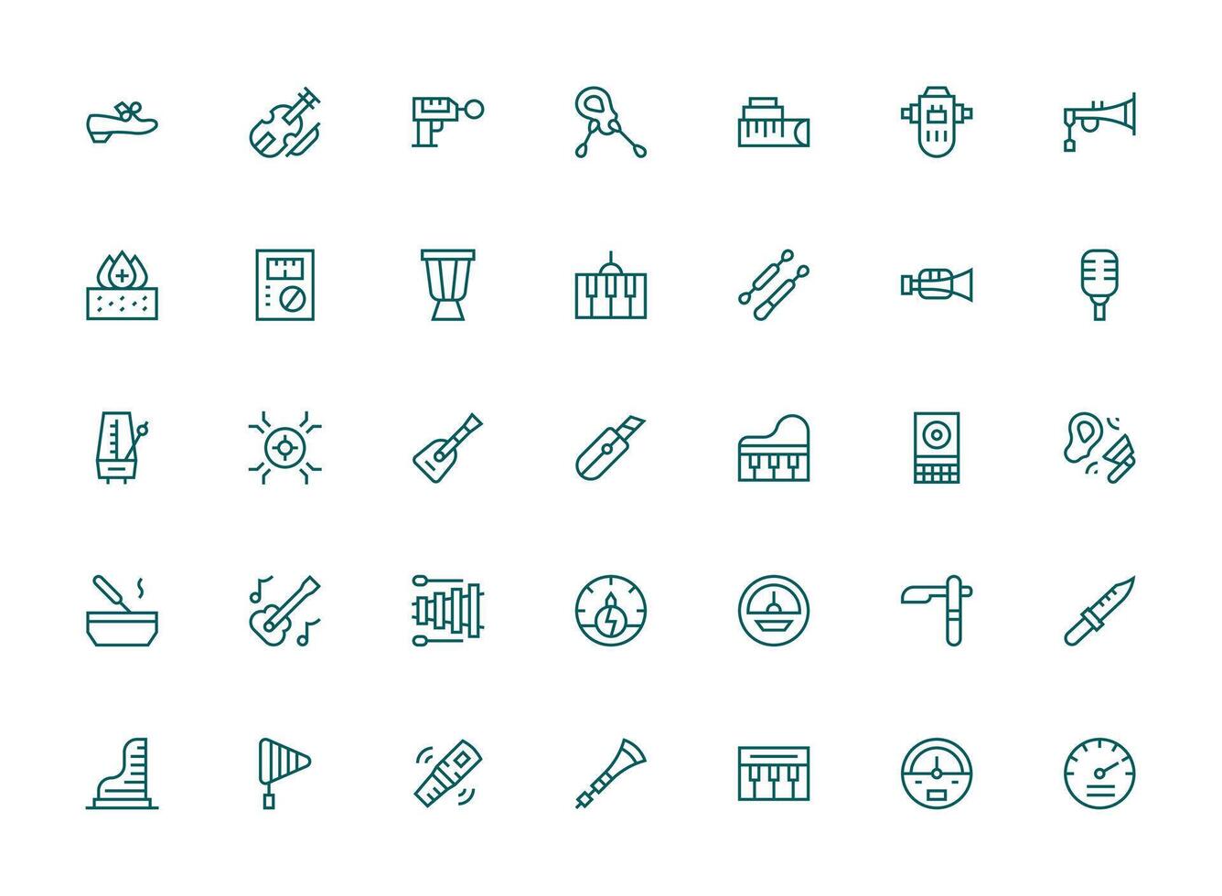 Instrument featuring 35 Icons in Regular Clean Line Design Multi-Purpose Icon Set vector