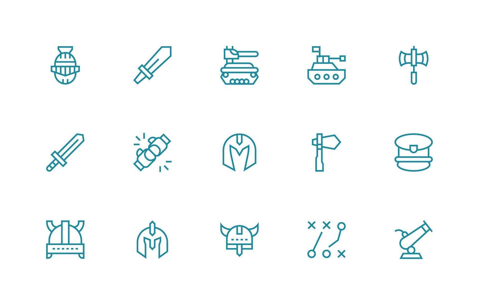 Battle Set with 15 Regular Line Icons Icon Pack for UI vector
