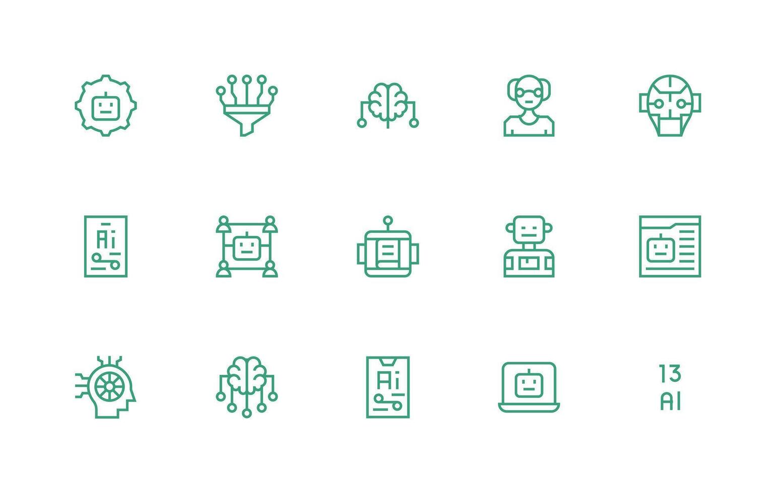 máquina aprendizaje presentando 15 íconos en regular línea diseño reutilizable icono conjunto vector