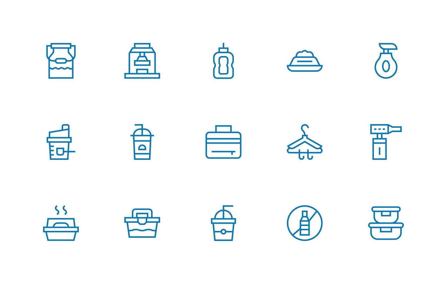 Plastic including 15 Regular Line Illustrations Quick Access Icons for UI Development vector