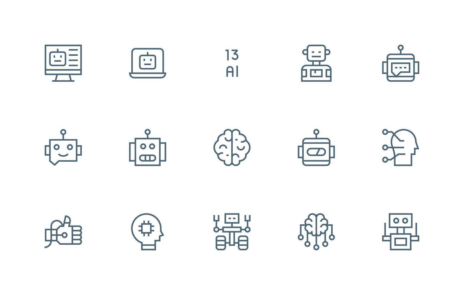 15 Regular Line Style Icons from Artificial Intelligence Collection Multi-Purpose Icon Set vector