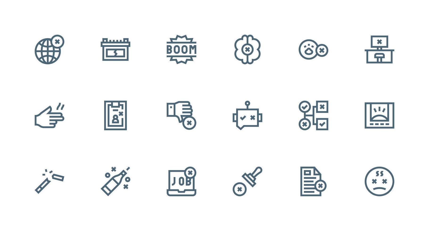 Fail Icon Collection with 18 Strong Stroke Line Designs Clean Icon Collection for Web Use vector