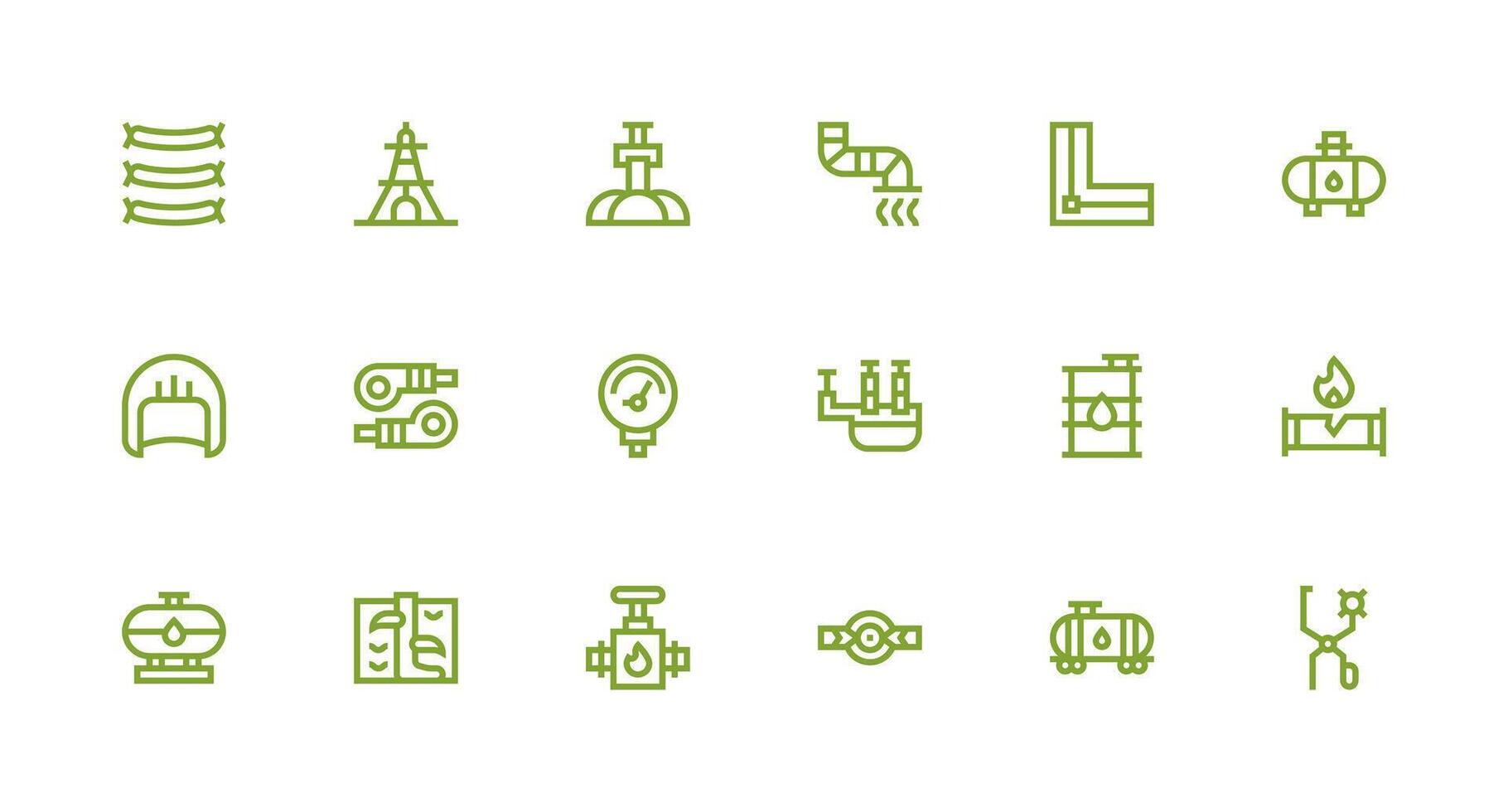 18 Strong Stroke Line Icons for Pipeline Graphics Web and App Icon Pack Collection vector