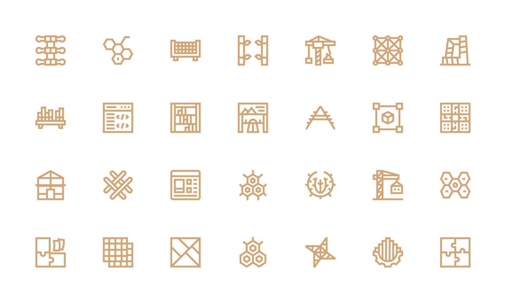 Framework Icon Set with 28 Bold Line Graphics Balanced Icon Set for Functional Design vector