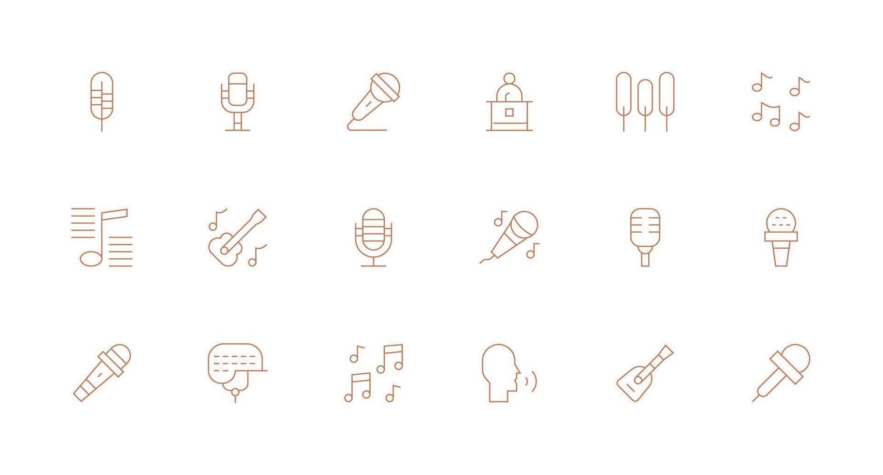 18 Icons for Vocal in Minimal Line Format Theme-Based Icon Pack vector