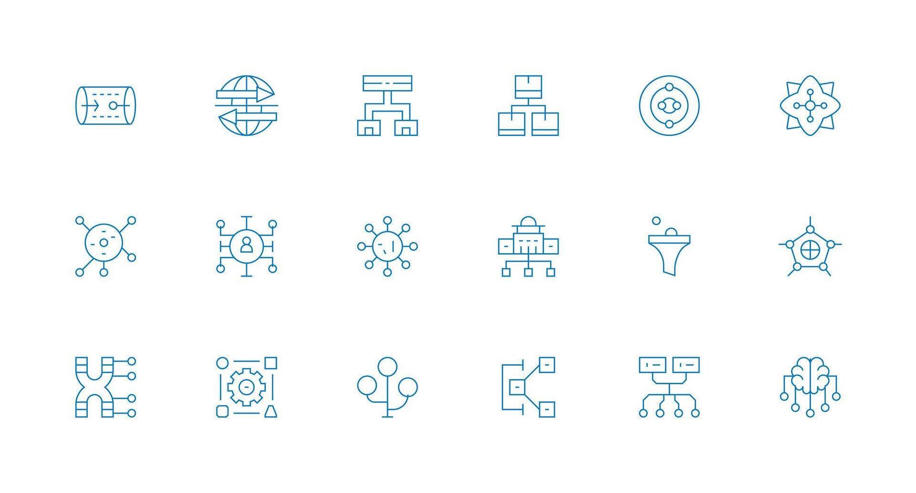 18 Minimal Line Icons for Dataflow Graphics Icon Set vector