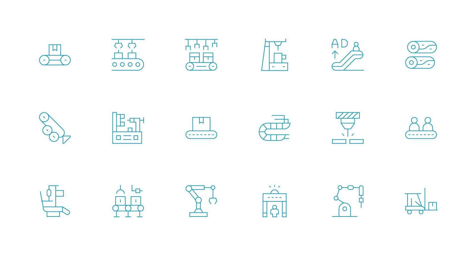 18 Minimal Line Vectors for Conveyor Theme Flexible Icon System for Web Interfaces