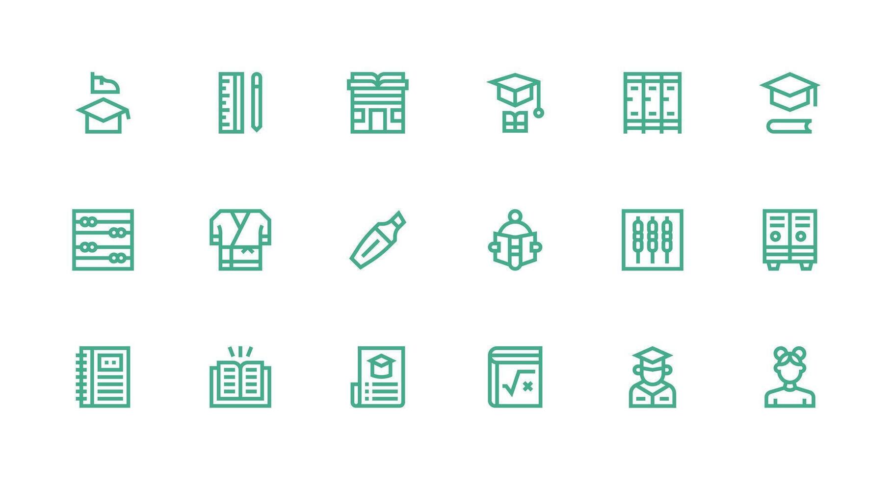 Student Set with 18 Strong Stroke Line Icons Clear and Concise Icon Set Collection vector
