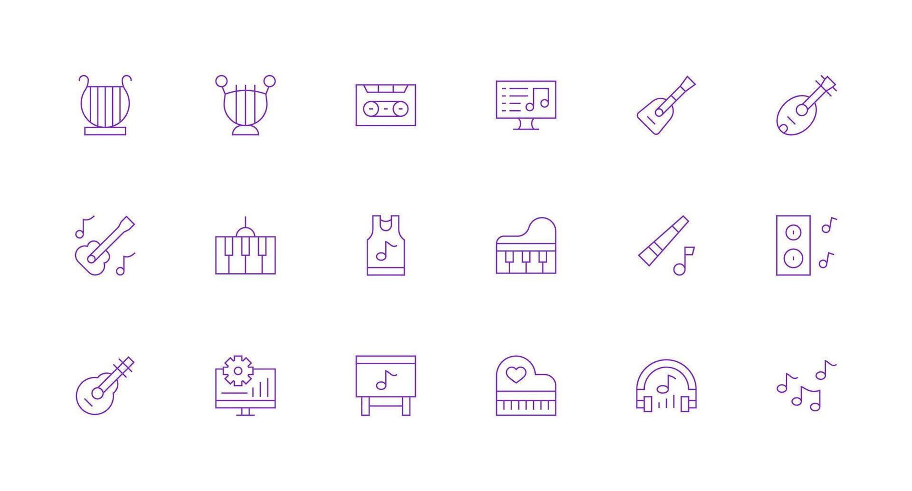 Tune Design Icons featuring 18 in Minimal Line Style Icon Set vector