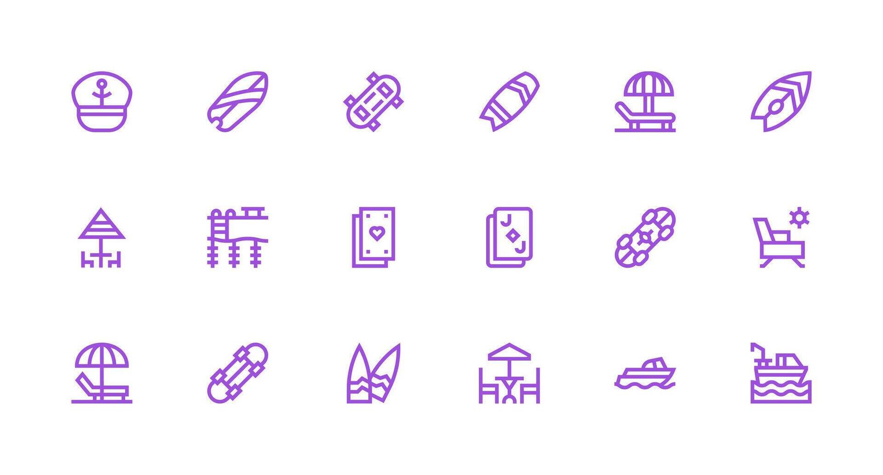 Deck Design Icons featuring 18 in Strong Stroke Line Style General Use Icon Pack vector