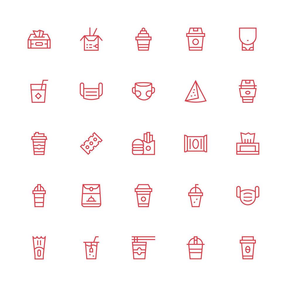 25 Medium Stroke Outline Icons for Disposable Graphics Clean Icon Collection for Web Use vector