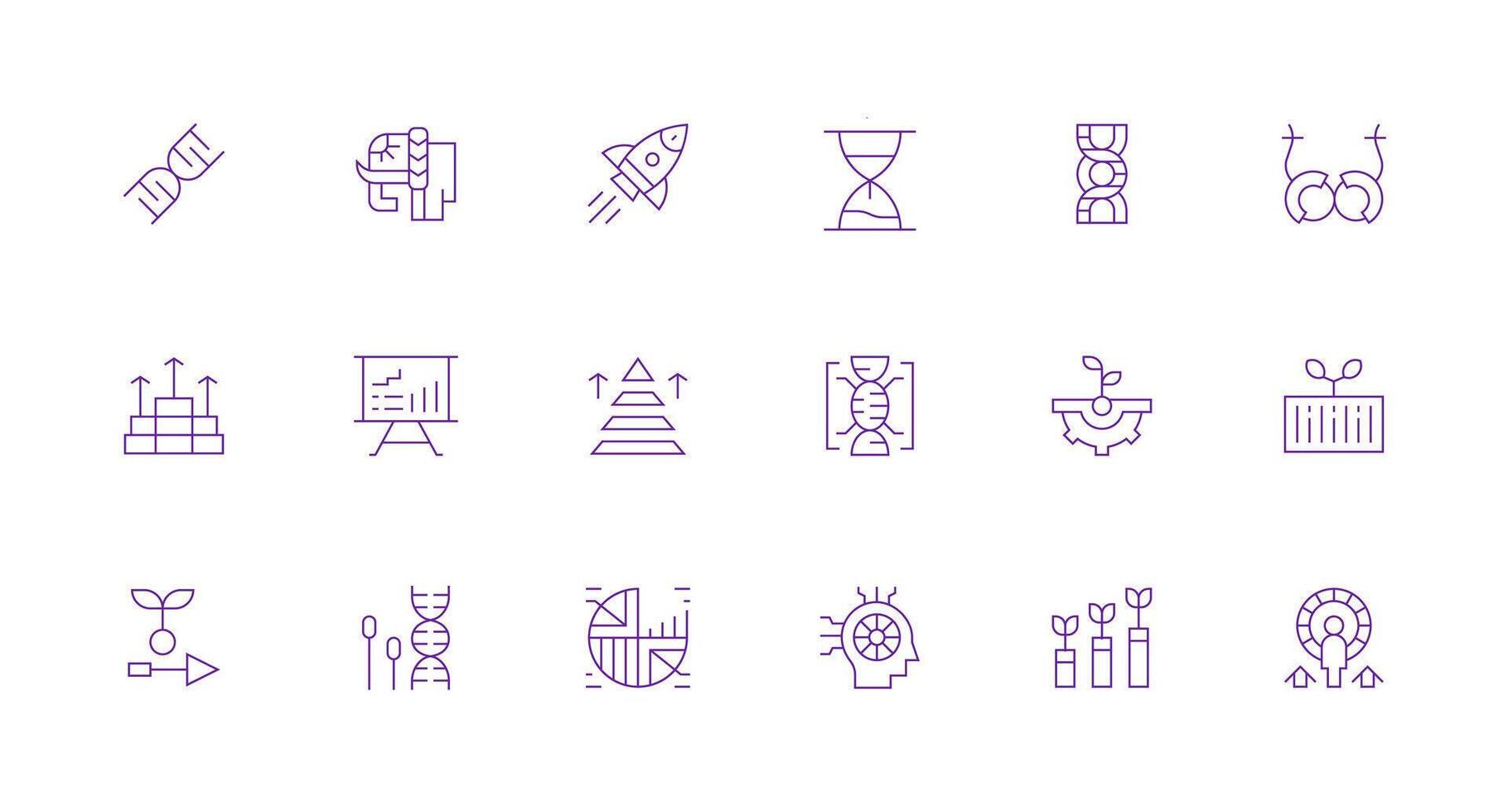 evolución presentando 18 íconos en mínimo línea diseño mínimo icono conjunto para interfaz proyectos vector