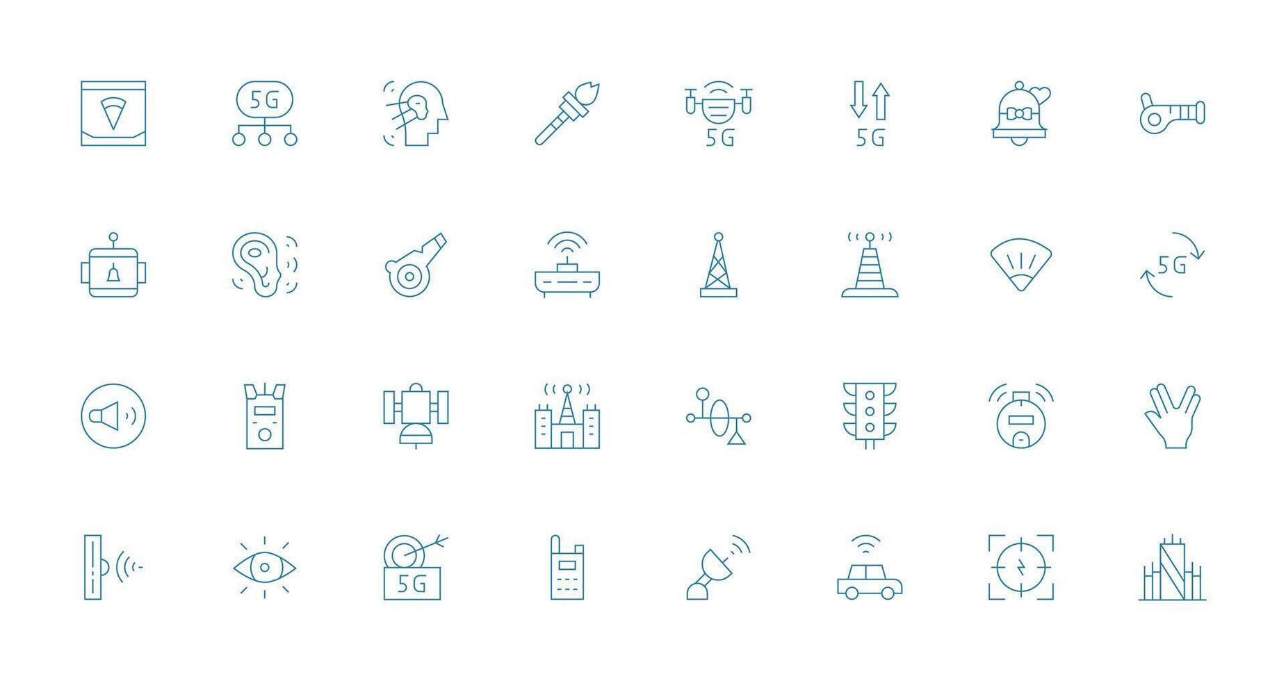 Delgado línea estilo señal íconos con 32 vectores completamente editable icono conjunto para web