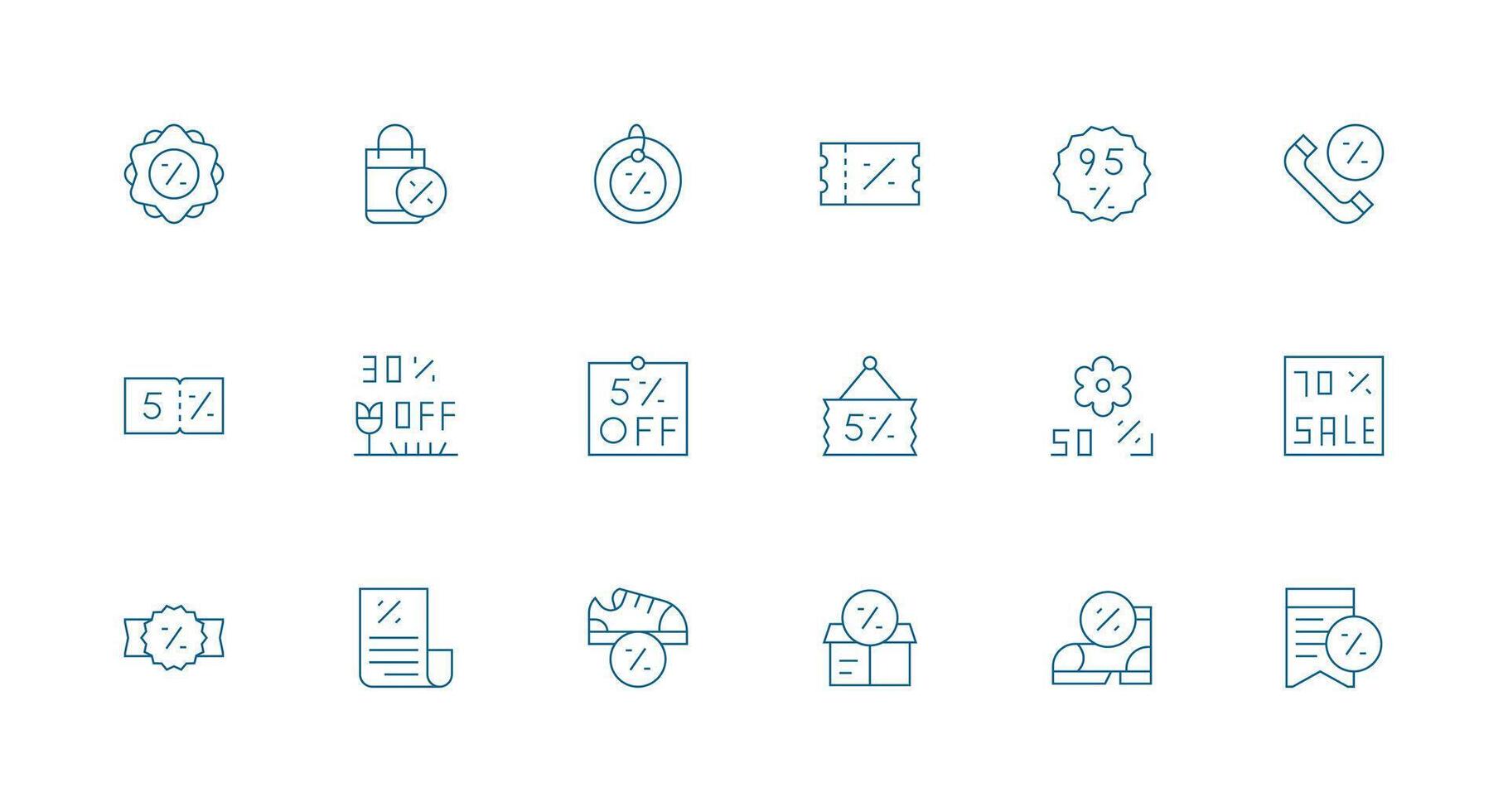18 Icons for Price Reduction in Minimal Line Format Icon Set for Web vector