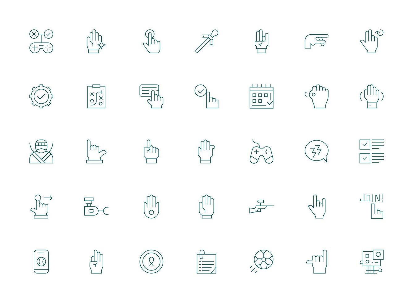 Action featuring 35 Icons in Light Line Design Minimal Icon Set for Interface Projects vector