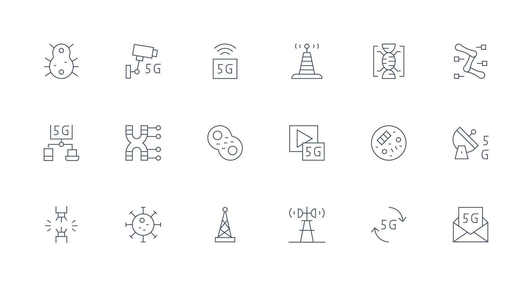 18 Icons for Cellular in Minimal Line Format Interface Icon Collection vector