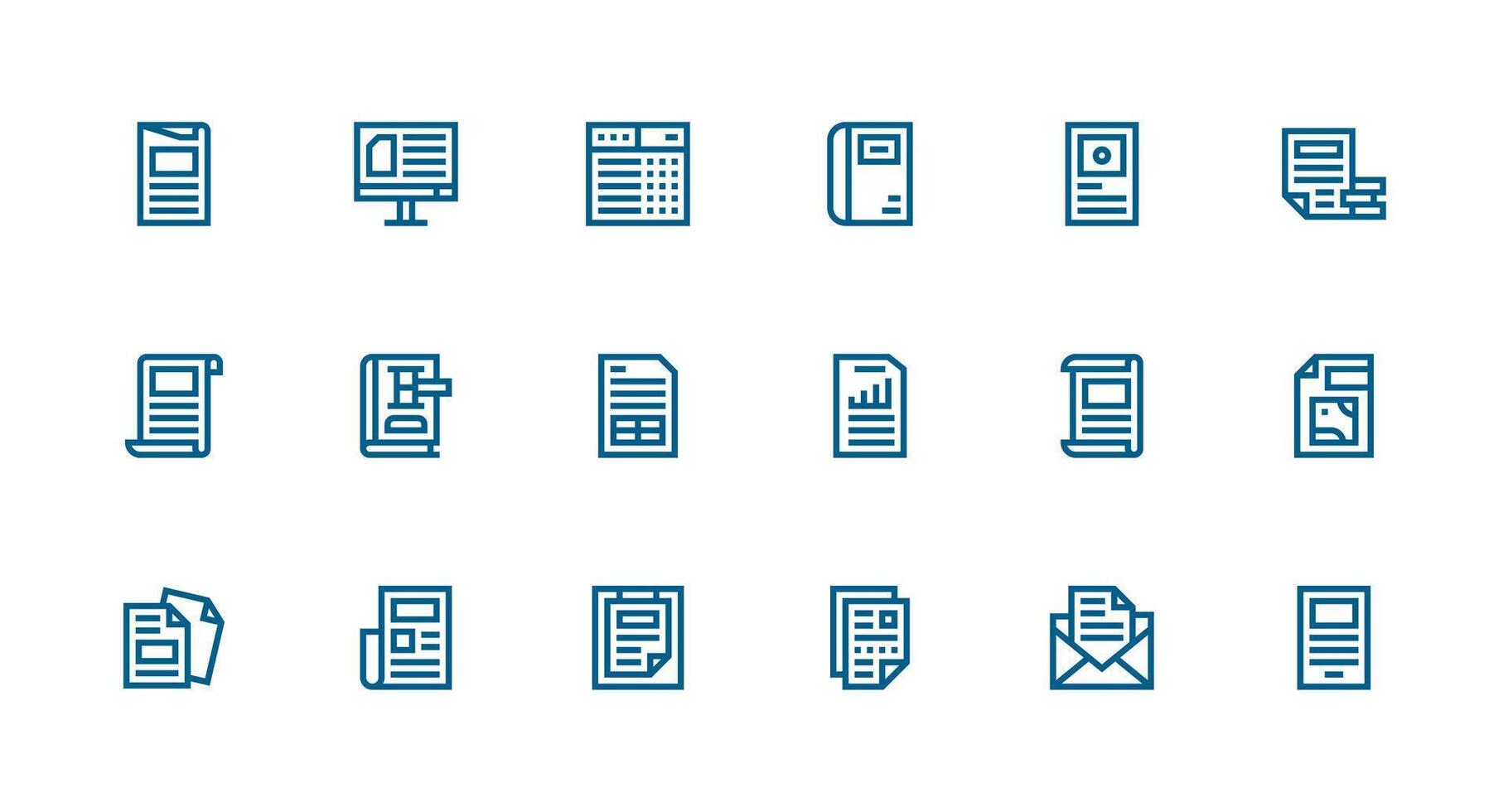 Strong Stroke Line Icons from Excel Set with 18 Vectors Scalable Icons for Cross-Platform Interfaces