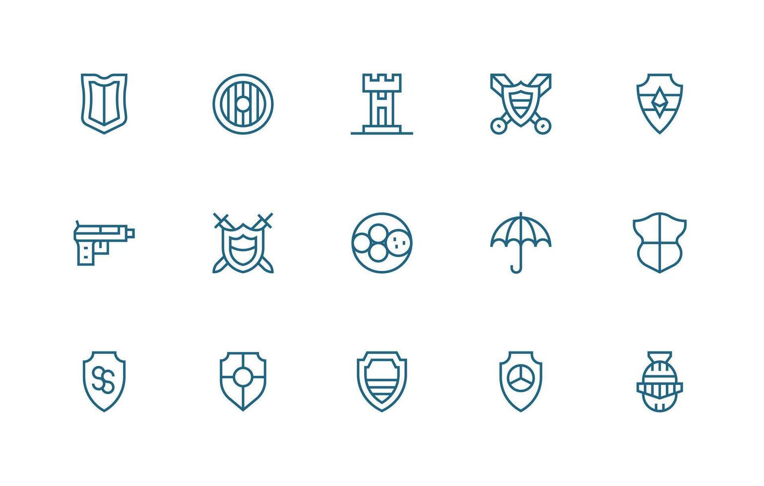 Defense Mechanism Set with 15 Regular Line Icons Design Ready Icon Set for Teams vector