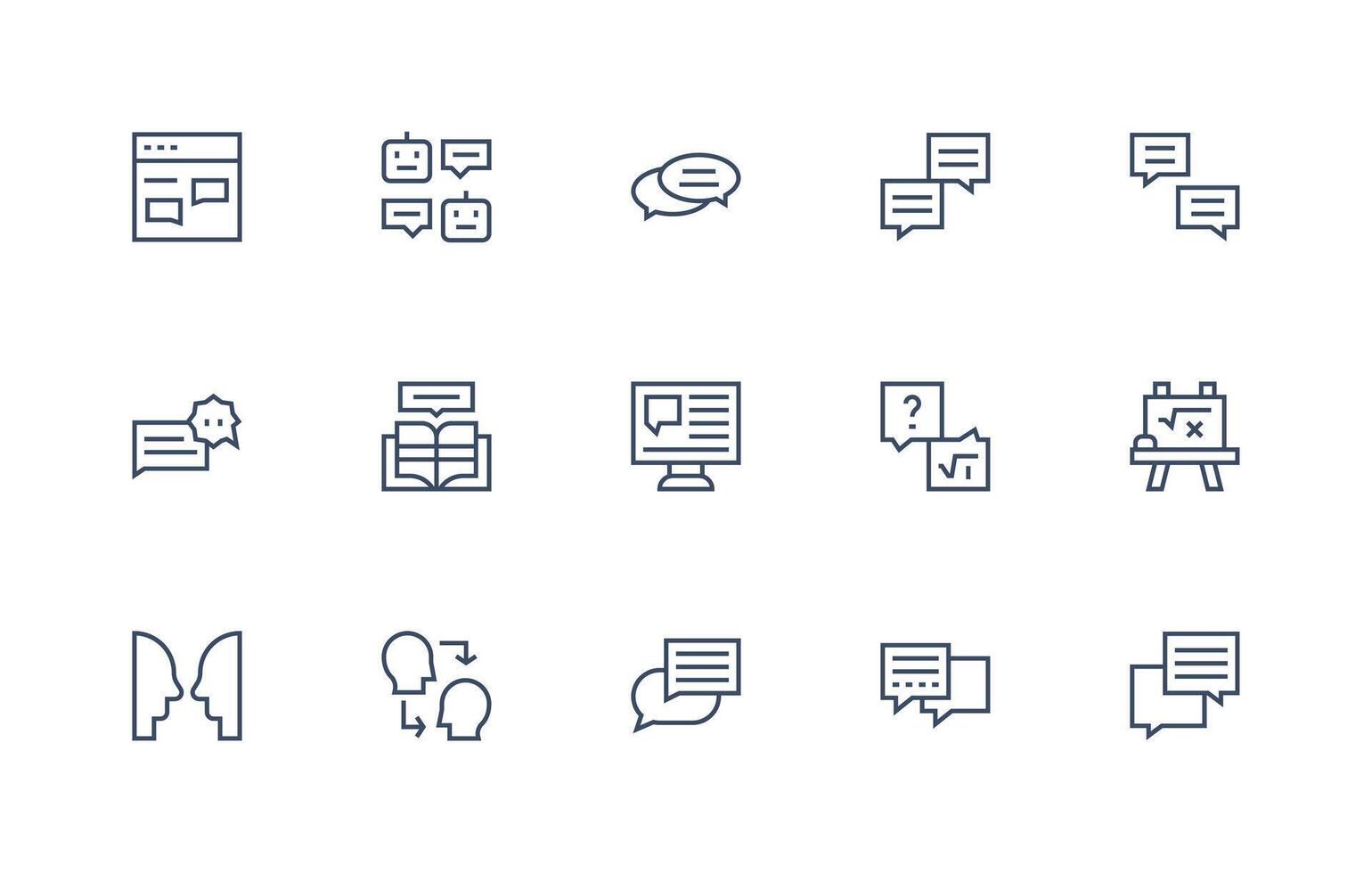 15 regular línea estilo íconos desde responder colección ui icono conjunto vector