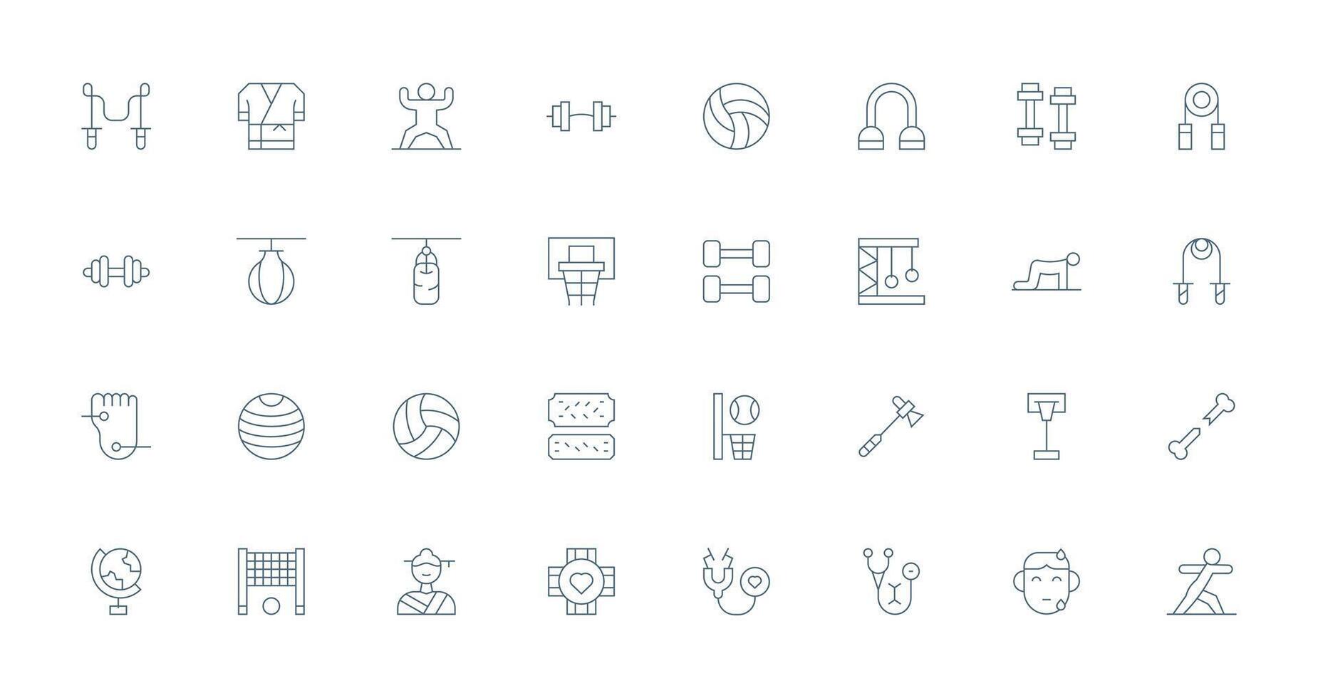 Physical Icon Set with 32 Thin Line Graphics Basic Icon Series vector