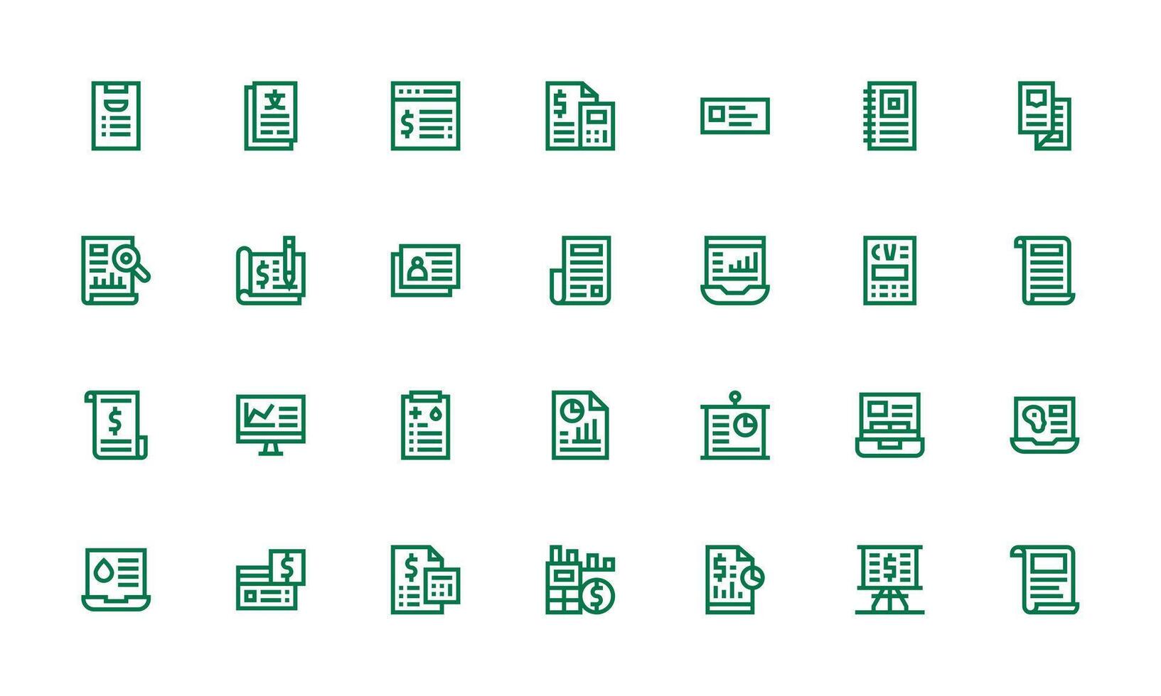 Summary featuring 28 Icons in Bold Line Design User Interface Icons for Digital Products vector