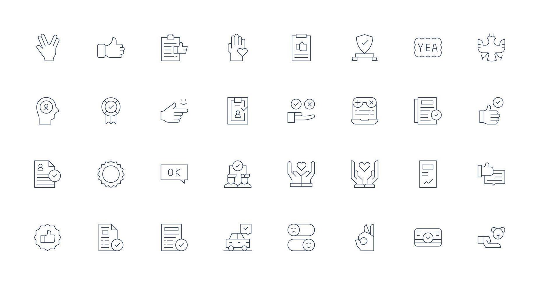 32 Icons for Acceptance in Thin Line Format UI-Ready Icon Collection vector