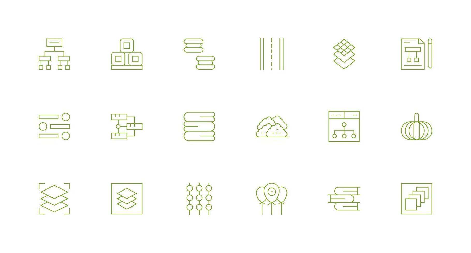 agrupamiento icono conjunto con 18 mínimo línea gráficos limpiar icono colección para web utilizar vector