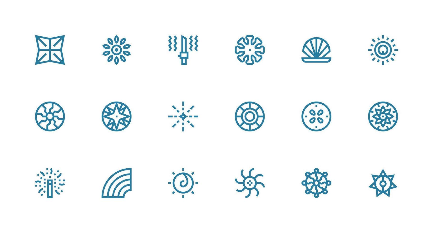 Radiating Visual Pack containing 18 Strong Stroke Line Icons Icon Set for Web vector