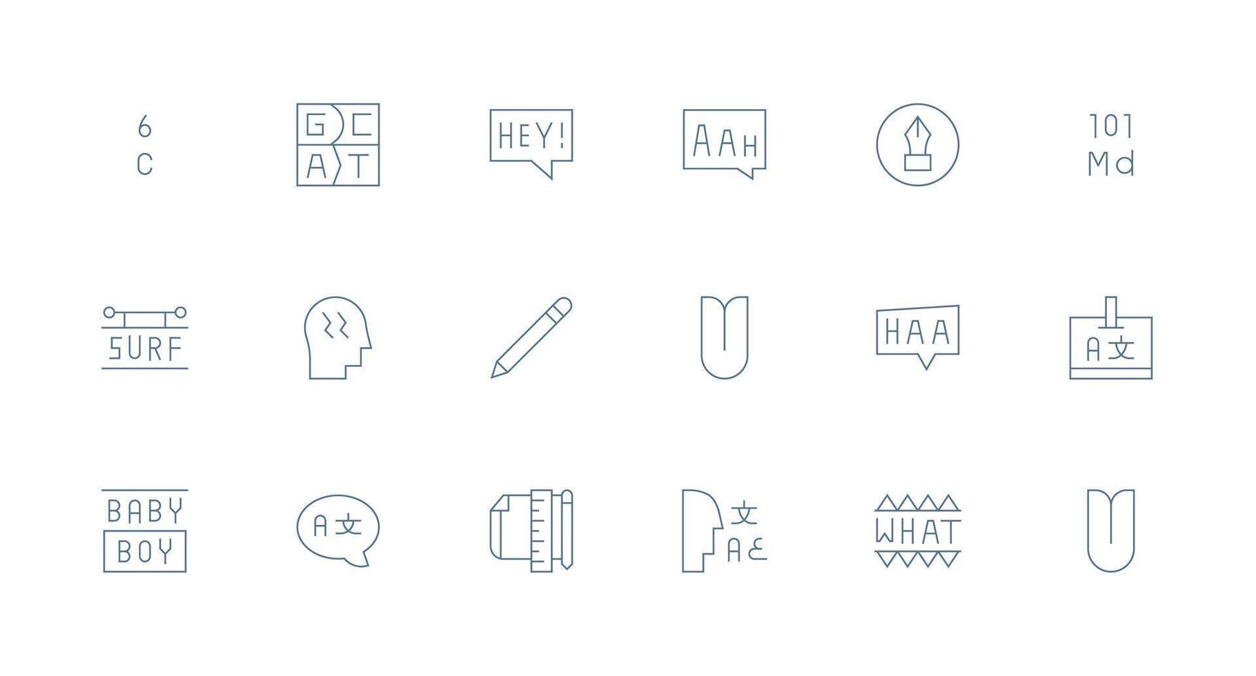 Typography featuring 18 Icons in Minimal Line Design Neatly Designed Icons for Web Platforms vector