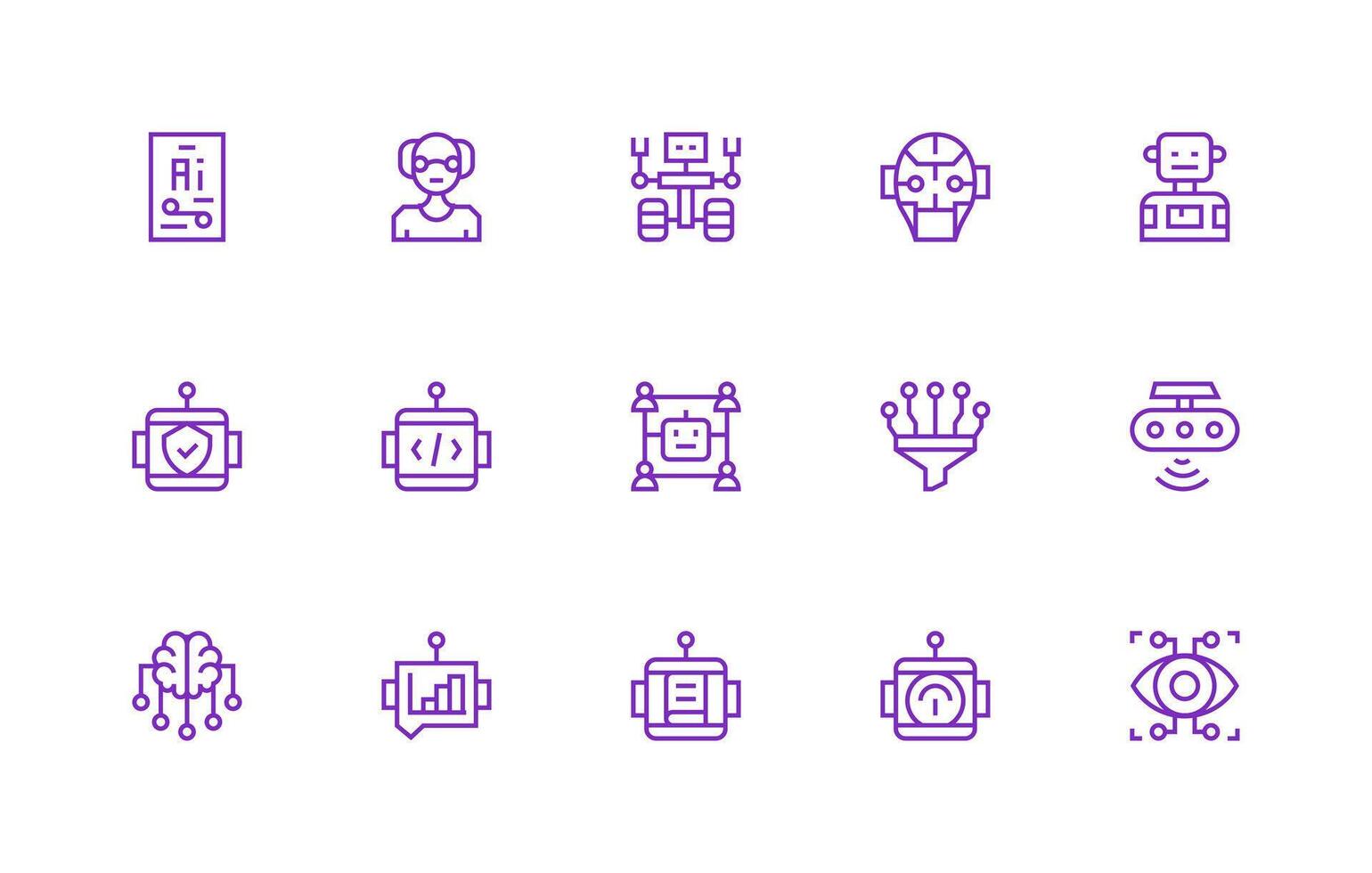 15 Regular Line Style Icons from Machine Learning Collection Complete Icon Set for Mobile Apps vector
