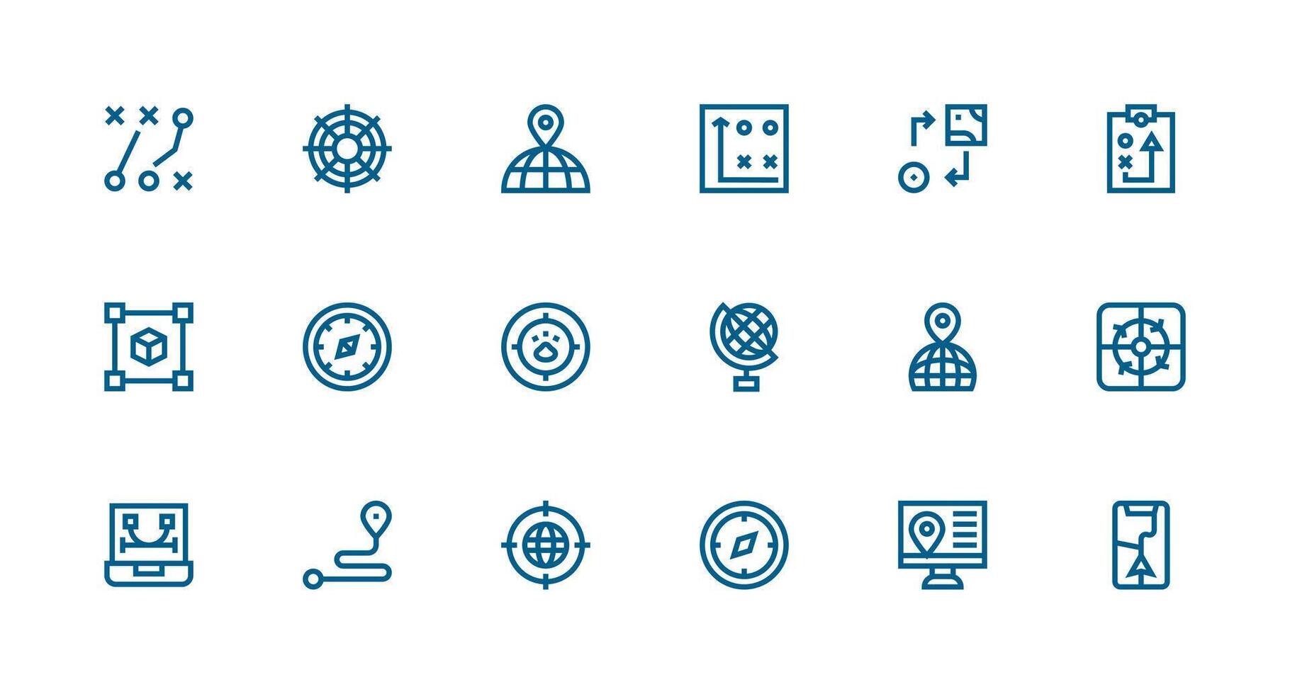 18 Strong Stroke Line Vectors for Positioning Theme UI and UX Focused Icon Collection