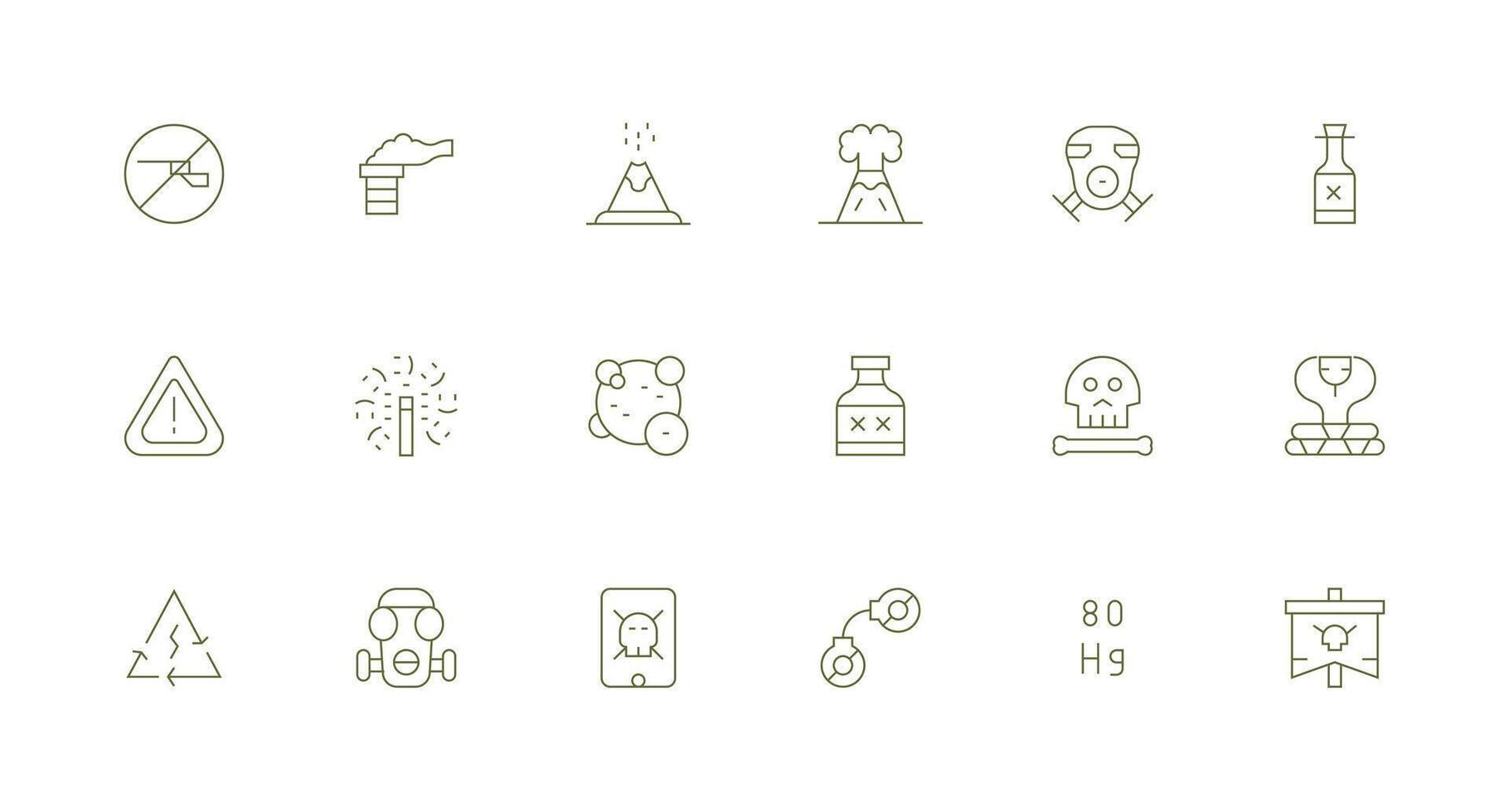 18 Icons for Hazardous in Minimal Line Format Reliable Icons for All Interfaces vector