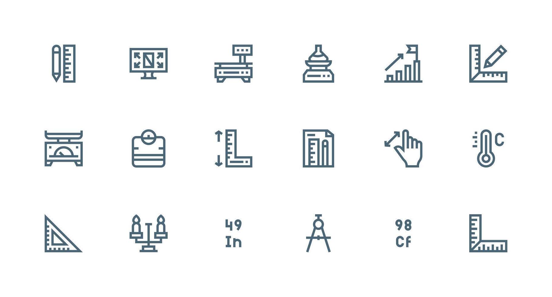 Scale featuring 18 Icons in Strong Stroke Line Design Well-Structured Icons for Creative Use vector