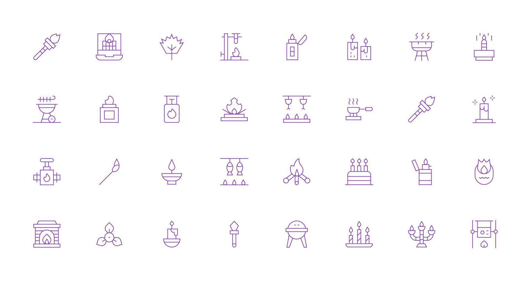 Flame featuring 32 Icons in Thin Line Design Reusable Icon Set vector