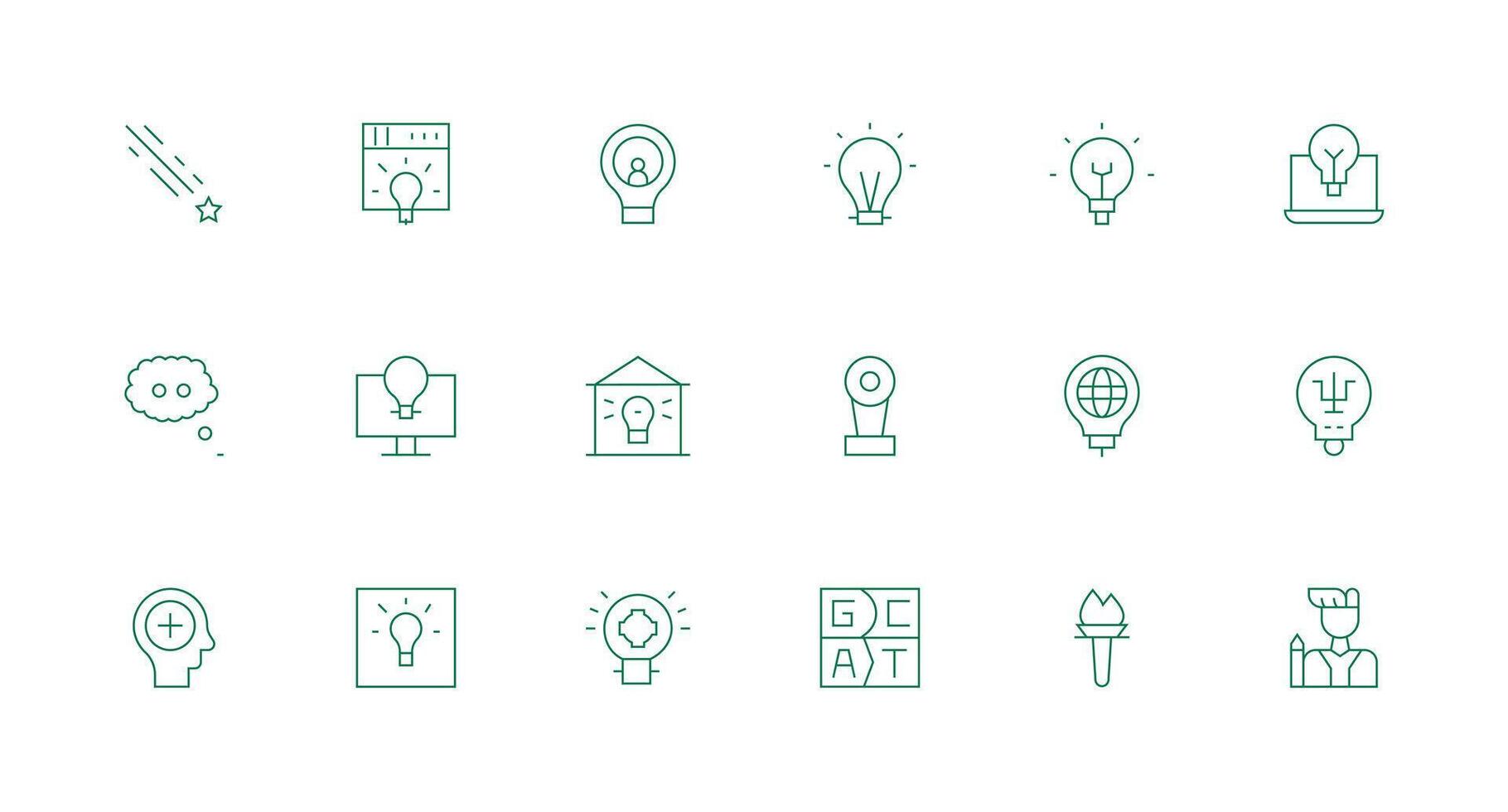 Inspiration Design Icons featuring 18 in Minimal Line Style Customizable Icon Series for Mobile Screens vector