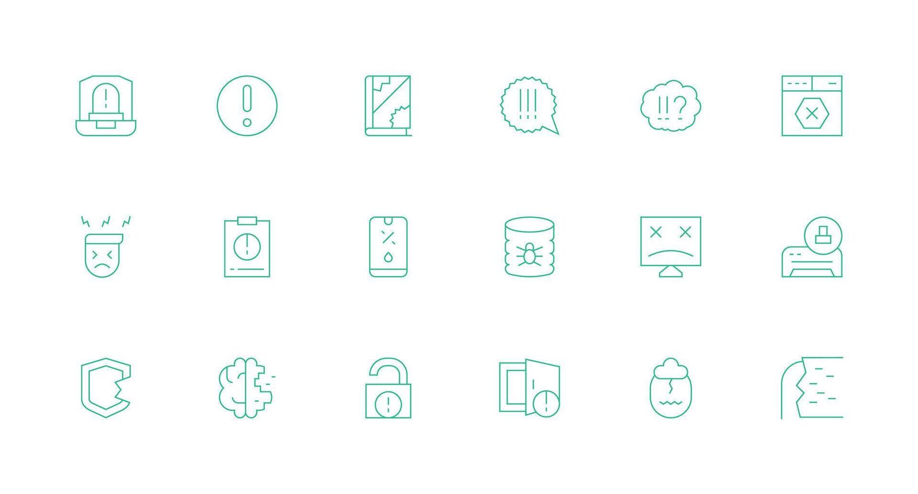 18 mínimo línea íconos para sistema error gráficos de múltiples fines icono conjunto vector